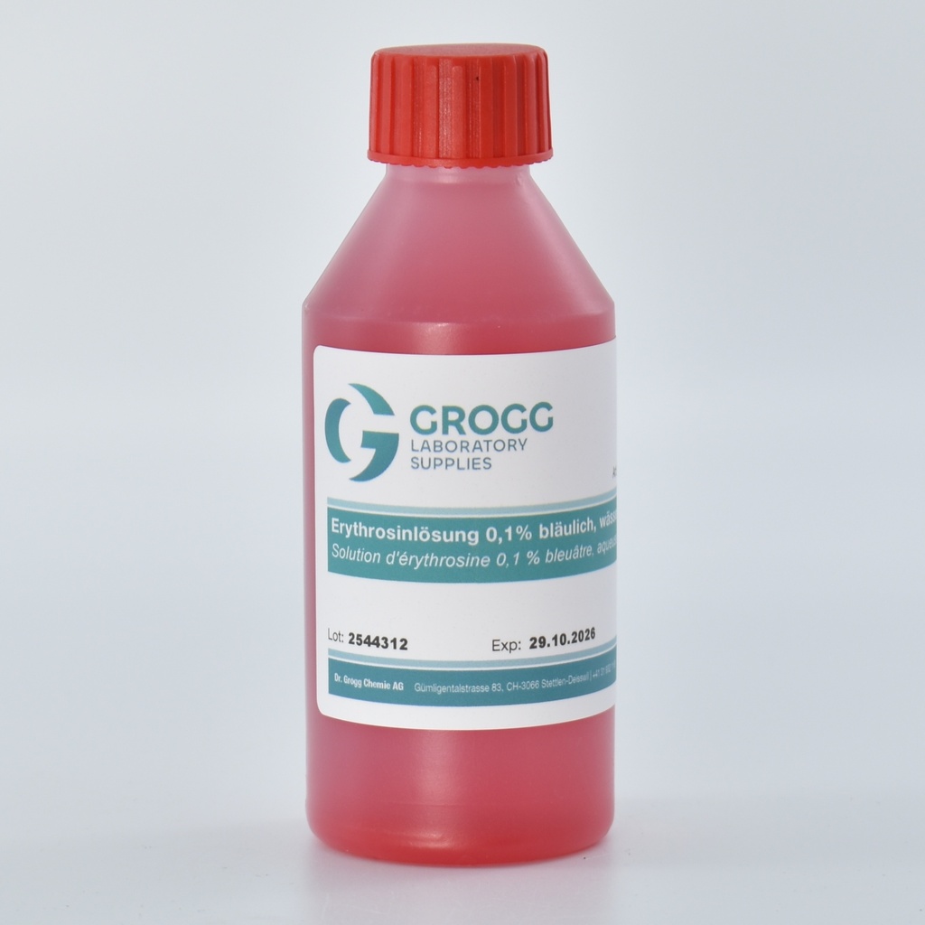 Solution d'érythrosine 0,1% bleuâtre, aqueuse
