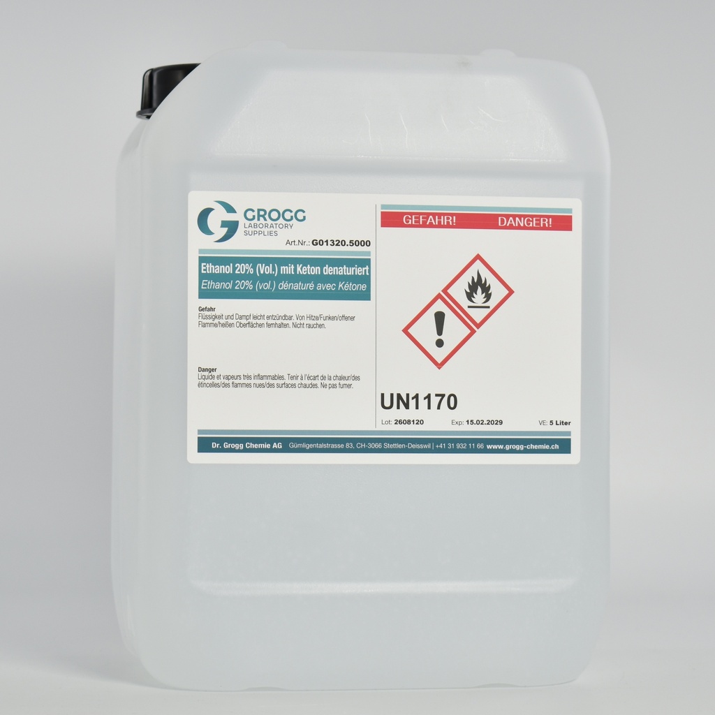 Ethanol 20% (vol.) dénaturé avec Kétone