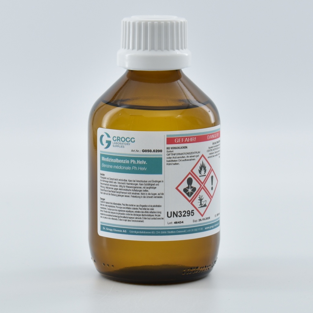 Medicinal spirit Ph.Helv. (This product was taxed at a preferential rate; it may therefore not be used as fuel. Infringements will be penalised in accordance with the Mineral Oil Tax Act)