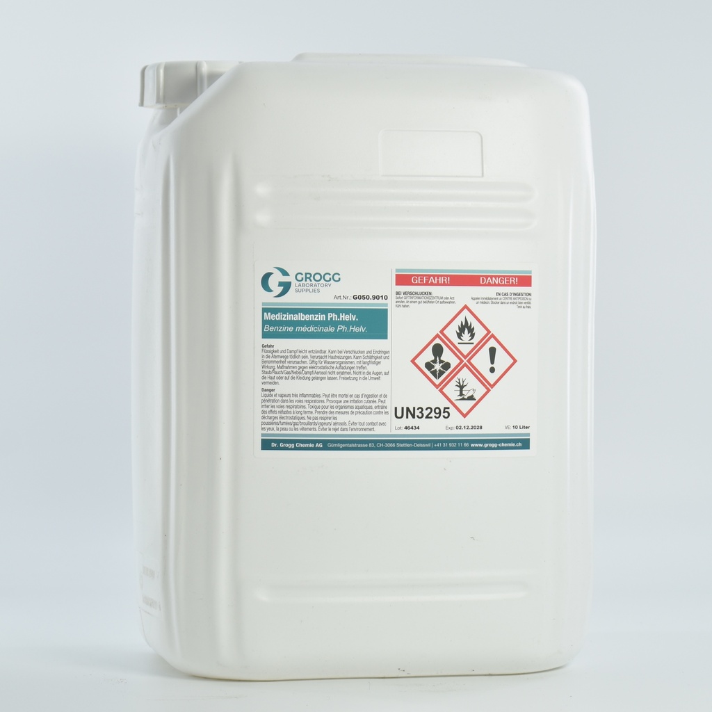 Medicinal spirit Ph.Helv. (This product was taxed at a preferential rate; it may therefore not be used as fuel. Infringements will be penalised in accordance with the Mineral Oil Tax Act)