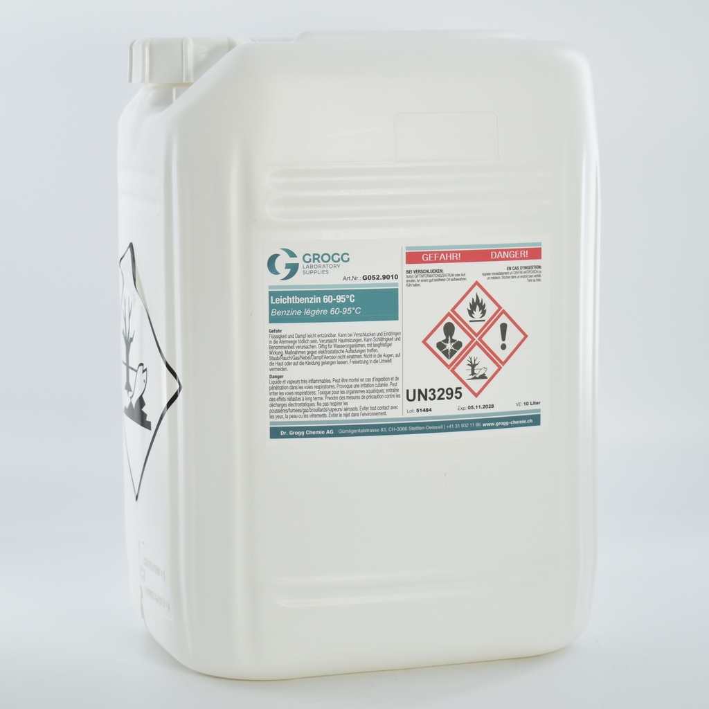 Benzine légère 60-95°C (Cette marchandise a été imposée à un taux de faveur ; elle ne peut donc pas être utilisée comme carburant. Les infractions sont sanctionnées conformément à la loi sur l'imposition des huiles minérales)