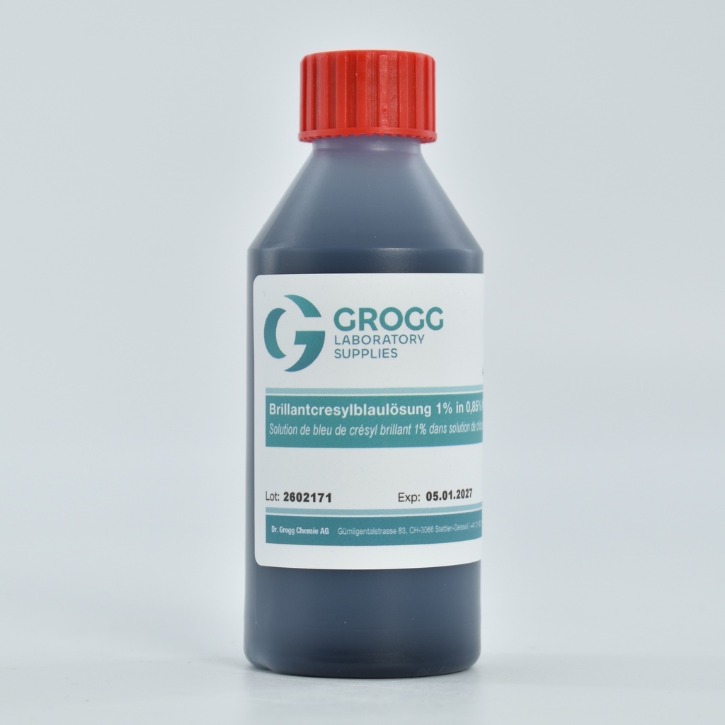 Brilliant cresyl blue solution 1% in 0.85% NaCl solution