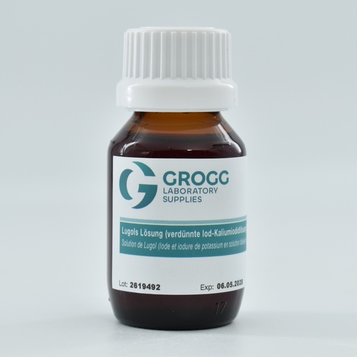 [G292.0050] Soluzione di Lugol (soluzione diluita di iodio e potassio) per la colorazione di Gram