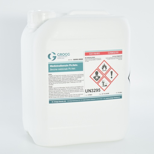 [G050.5000] Benzine médicinale Ph.Helv. (Cette marchandise a été imposée à un taux de faveur ; elle ne peut donc pas être utilisée comme carburant. Les infractions sont sanctionnées conformément à la loi sur l'imposition des huiles minérales)